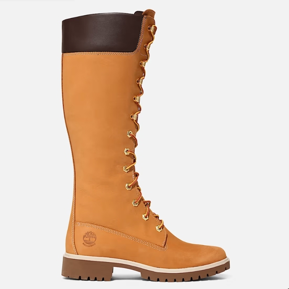 Timberland New Premium 14" Waterproof Lace Up Boots Wheat Nubuck Women’s Size 10 - Picture 2 of 14